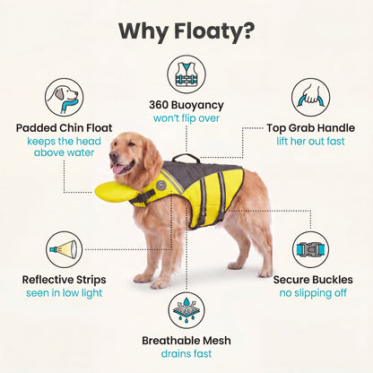 Pawfloaty - dog life jacket with head rest