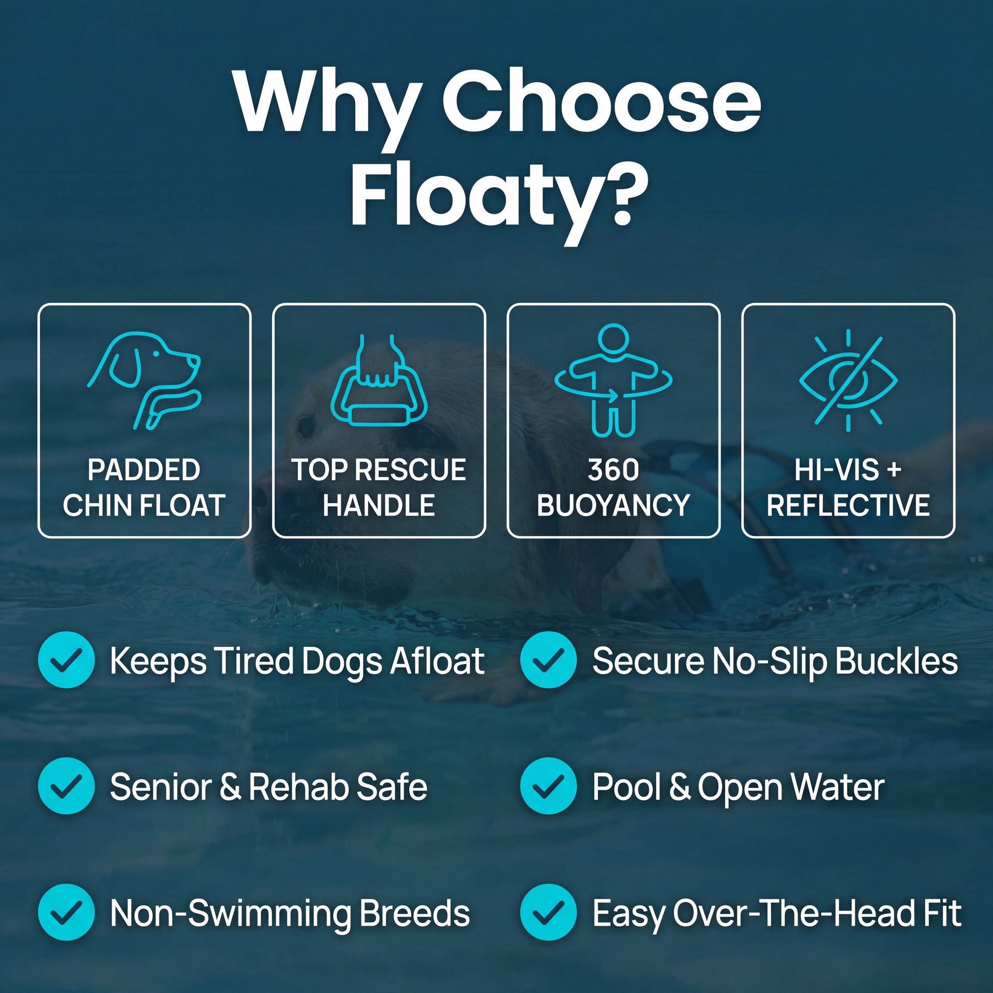 Pawfloaty - dog life jacket with head rest