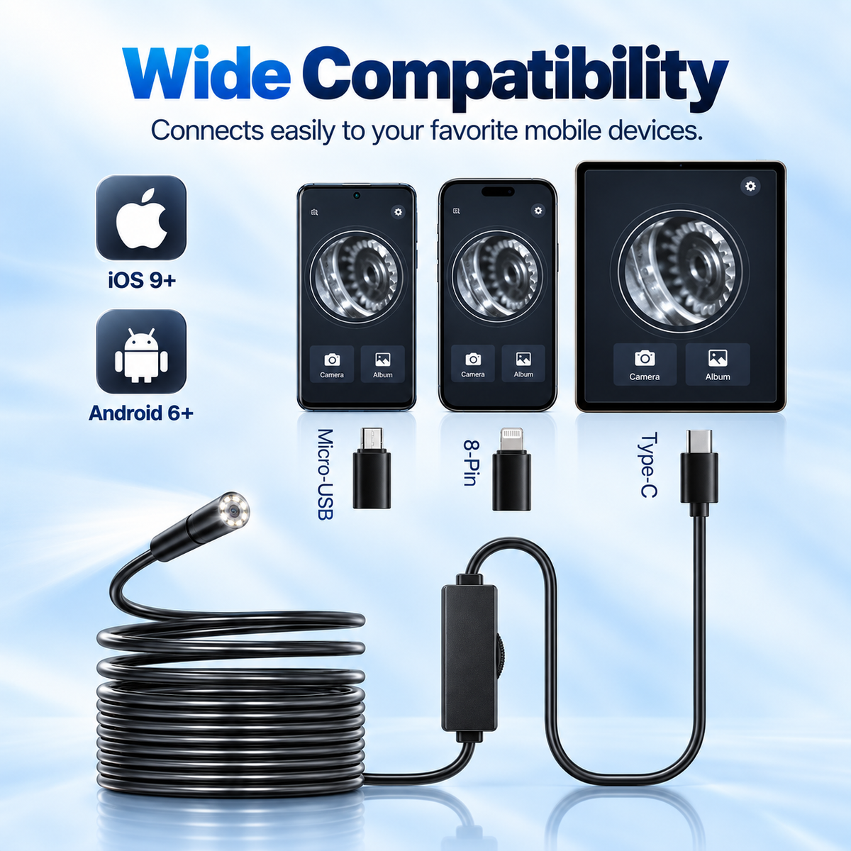 HD Inspection Camera - 16ft Phone Endoscope