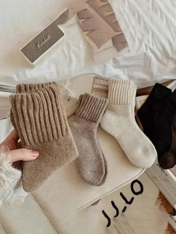 Knitted Cashmere Socks - 5 Pairs